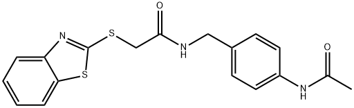 N-[(4-acetamidophenyl)methyl]-2-(1,3-benzothiazol-2-ylsulfanyl)acetamide 구조식 이미지