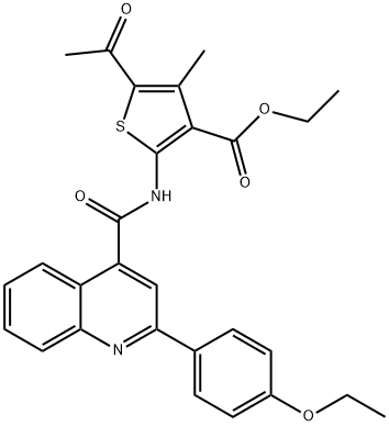 ethyl 5-acetyl-2-[[2-(4-ethoxyphenyl)quinoline-4-carbonyl]amino]-4-methylthiophene-3-carboxylate 구조식 이미지