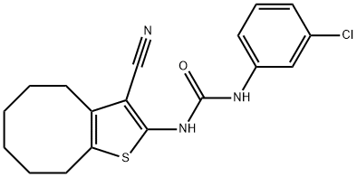 1-(3-chlorophenyl)-3-(3-cyano-4,5,6,7,8,9-hexahydrocycloocta[b]thiophen-2-yl)urea 구조식 이미지