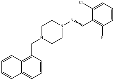 (E)-1-(2-chloro-6-fluorophenyl)-N-[4-(naphthalen-1-ylmethyl)piperazin-1-yl]methanimine Structure