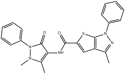 N-(1,5-dimethyl-3-oxo-2-phenylpyrazol-4-yl)-3-methyl-1-phenylthieno[2,3-c]pyrazole-5-carboxamide Structure