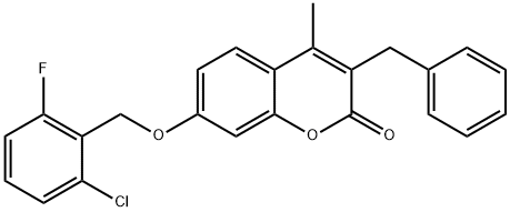 3-benzyl-7-[(2-chloro-6-fluorophenyl)methoxy]-4-methylchromen-2-one 구조식 이미지