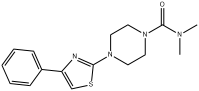 N,N-dimethyl-4-(4-phenyl-1,3-thiazol-2-yl)piperazine-1-carboxamide 구조식 이미지