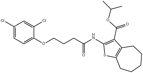 propan-2-yl 2-[4-(2,4-dichlorophenoxy)butanoylamino]-5,6,7,8-tetrahydro-4H-cyclohepta[b]thiophene-3-carboxylate 구조식 이미지