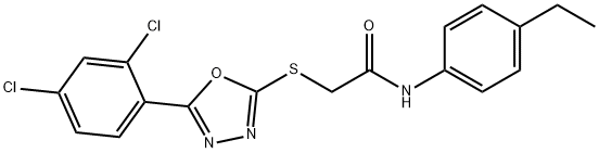 2-[[5-(2,4-dichlorophenyl)-1,3,4-oxadiazol-2-yl]sulfanyl]-N-(4-ethylphenyl)acetamide 구조식 이미지