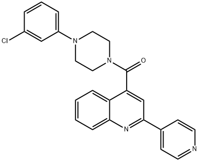 [4-(3-chlorophenyl)piperazin-1-yl]-(2-pyridin-4-ylquinolin-4-yl)methanone Structure