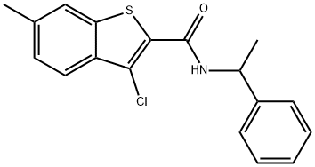 3-chloro-6-methyl-N-(1-phenylethyl)-1-benzothiophene-2-carboxamide 구조식 이미지