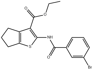 ethyl 2-[(3-bromobenzoyl)amino]-5,6-dihydro-4H-cyclopenta[b]thiophene-3-carboxylate 구조식 이미지