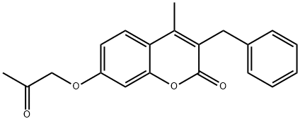 3-benzyl-4-methyl-7-(2-oxopropoxy)chromen-2-one 구조식 이미지