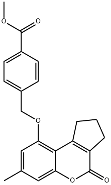 methyl 4-[(7-methyl-4-oxo-2,3-dihydro-1H-cyclopenta[c]chromen-9-yl)oxymethyl]benzoate 구조식 이미지