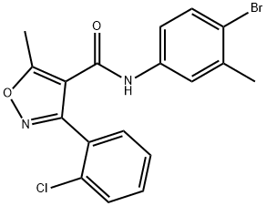 N-(4-bromo-3-methylphenyl)-3-(2-chlorophenyl)-5-methyl-1,2-oxazole-4-carboxamide 구조식 이미지