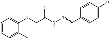 N-[(E)-(4-chlorophenyl)methylideneamino]-2-(2-methylphenyl)sulfanylacetamide 구조식 이미지