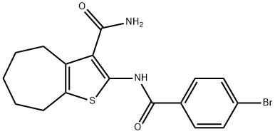 2-[(4-bromobenzoyl)amino]-5,6,7,8-tetrahydro-4H-cyclohepta[b]thiophene-3-carboxamide 구조식 이미지