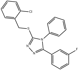 3-[(2-chlorophenyl)methylsulfanyl]-5-(3-fluorophenyl)-4-phenyl-1,2,4-triazole 구조식 이미지