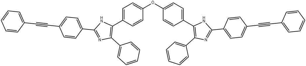 4-phenyl-2-[4-(2-phenylethynyl)phenyl]-5-[4-[4-[4-phenyl-2-[4-(2-phenylethynyl)phenyl]-1H-imidazol-5-yl]phenoxy]phenyl]-1H-imidazole 구조식 이미지