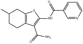 N-(3-carbamoyl-6-methyl-4,5,6,7-tetrahydro-1-benzothiophen-2-yl)pyridine-3-carboxamide 구조식 이미지