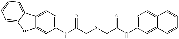 2-[2-(dibenzofuran-3-ylamino)-2-oxoethyl]sulfanyl-N-naphthalen-2-ylacetamide 구조식 이미지