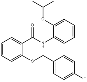 2-[(4-fluorophenyl)methylsulfanyl]-N-(2-propan-2-yloxyphenyl)benzamide Structure