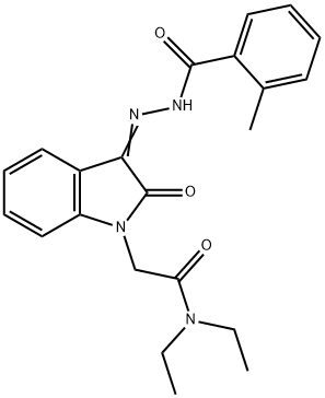 N-[(E)-[1-[2-(diethylamino)-2-oxoethyl]-2-oxoindol-3-ylidene]amino]-2-methylbenzamide 구조식 이미지