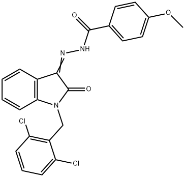 N-[(Z)-[1-[(2,6-dichlorophenyl)methyl]-2-oxoindol-3-ylidene]amino]-4-methoxybenzamide Structure