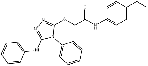2-[(5-anilino-4-phenyl-1,2,4-triazol-3-yl)sulfanyl]-N-(4-ethylphenyl)acetamide Structure