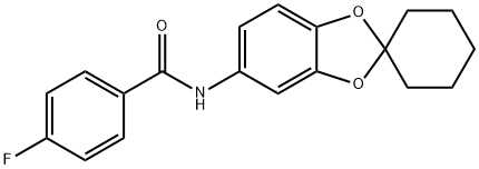 4-fluoro-N-spiro[1,3-benzodioxole-2,1'-cyclohexane]-5-ylbenzamide 구조식 이미지