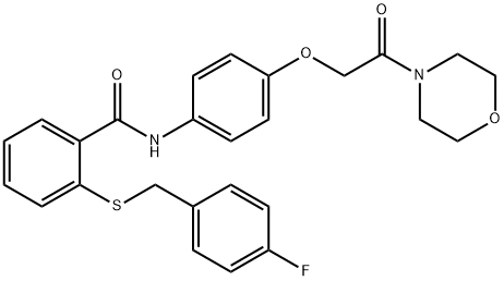 2-[(4-fluorophenyl)methylsulfanyl]-N-[4-(2-morpholin-4-yl-2-oxoethoxy)phenyl]benzamide 구조식 이미지