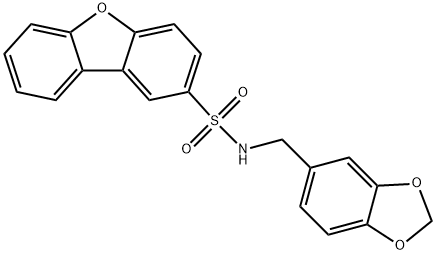 N-(1,3-benzodioxol-5-ylmethyl)dibenzofuran-2-sulfonamide Structure