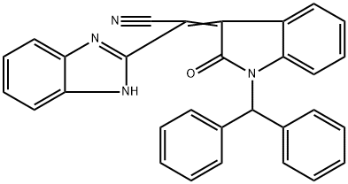 (2Z)-2-(1-benzhydryl-2-oxoindol-3-ylidene)-2-(1H-benzimidazol-2-yl)acetonitrile Structure