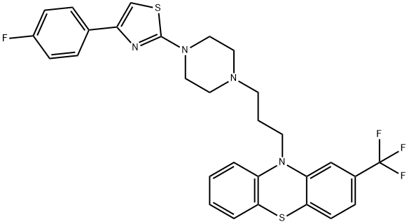10-[3-[4-[4-(4-fluorophenyl)-1,3-thiazol-2-yl]piperazin-1-yl]propyl]-2-(trifluoromethyl)phenothiazine 구조식 이미지