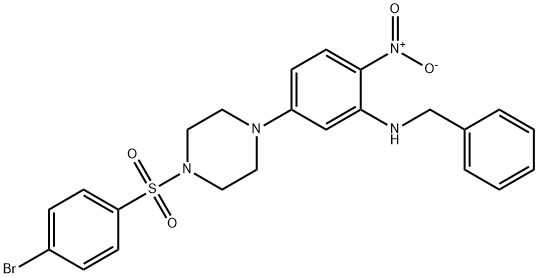 N-benzyl-5-[4-(4-bromophenyl)sulfonylpiperazin-1-yl]-2-nitroaniline Structure