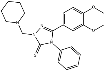 5-(3,4-dimethoxyphenyl)-4-phenyl-2-(piperidin-1-ylmethyl)-1,2,4-triazole-3-thione 구조식 이미지