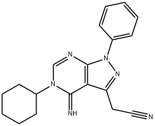 2-(5-cyclohexyl-4-imino-1-phenylpyrazolo[3,4-d]pyrimidin-3-yl)acetonitrile 구조식 이미지