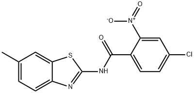 4-chloro-N-(6-methyl-1,3-benzothiazol-2-yl)-2-nitrobenzamide 구조식 이미지