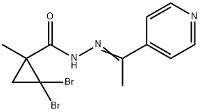 2,2-dibromo-1-methyl-N-[(E)-1-pyridin-4-ylethylideneamino]cyclopropane-1-carboxamide Structure