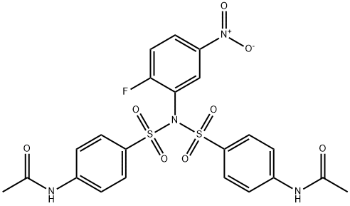 N-[4-[(4-acetamidophenyl)sulfonyl-(2-fluoro-5-nitrophenyl)sulfamoyl]phenyl]acetamide Structure