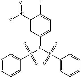 N-(benzenesulfonyl)-N-(4-fluoro-3-nitrophenyl)benzenesulfonamide 구조식 이미지