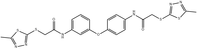 2-[(5-methyl-1,3,4-thiadiazol-2-yl)sulfanyl]-N-[4-[3-[[2-[(5-methyl-1,3,4-thiadiazol-2-yl)sulfanyl]acetyl]amino]phenoxy]phenyl]acetamide Structure