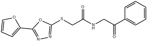 2-[[5-(furan-2-yl)-1,3,4-oxadiazol-2-yl]sulfanyl]-N-phenacylacetamide 구조식 이미지