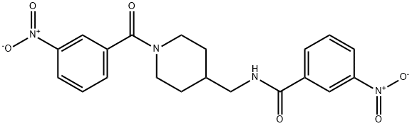 3-nitro-N-[[1-(3-nitrobenzoyl)piperidin-4-yl]methyl]benzamide 구조식 이미지