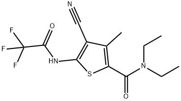 4-cyano-N,N-diethyl-3-methyl-5-[(2,2,2-trifluoroacetyl)amino]thiophene-2-carboxamide Structure