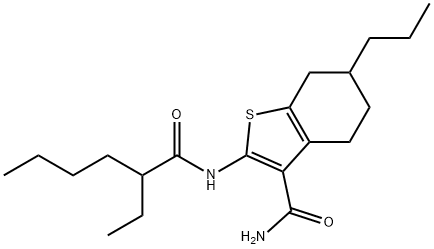 2-(2-ethylhexanoylamino)-6-propyl-4,5,6,7-tetrahydro-1-benzothiophene-3-carboxamide Structure