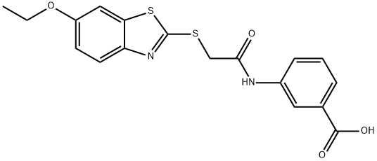 3-[[2-[(6-ethoxy-1,3-benzothiazol-2-yl)sulfanyl]acetyl]amino]benzoic acid 구조식 이미지