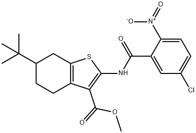 methyl 6-tert-butyl-2-[(5-chloro-2-nitrobenzoyl)amino]-4,5,6,7-tetrahydro-1-benzothiophene-3-carboxylate 구조식 이미지