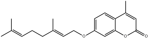 7-[(2E)-3,7-dimethylocta-2,6-dienoxy]-4-methylchromen-2-one Structure