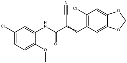 (E)-3-(6-chloro-1,3-benzodioxol-5-yl)-N-(5-chloro-2-methoxyphenyl)-2-cyanoprop-2-enamide 구조식 이미지
