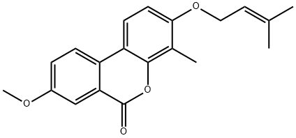 8-methoxy-4-methyl-3-(3-methylbut-2-enoxy)benzo[c]chromen-6-one Structure