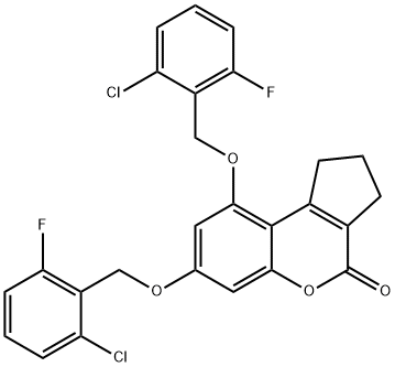 7,9-bis[(2-chloro-6-fluorophenyl)methoxy]-2,3-dihydro-1H-cyclopenta[c]chromen-4-one Structure