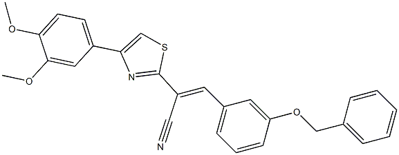 (E)-2-[4-(3,4-dimethoxyphenyl)-1,3-thiazol-2-yl]-3-(3-phenylmethoxyphenyl)prop-2-enenitrile Structure