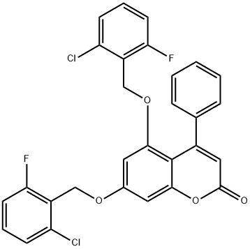 5,7-bis[(2-chloro-6-fluorophenyl)methoxy]-4-phenylchromen-2-one Structure